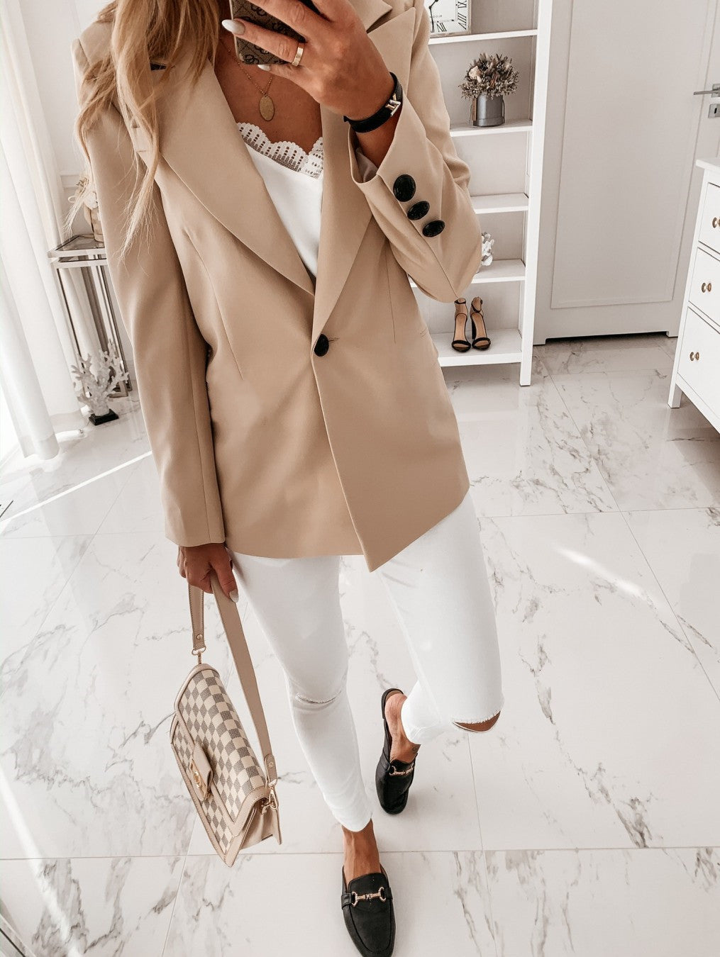 Long sleeve suit collar button suit jacket
