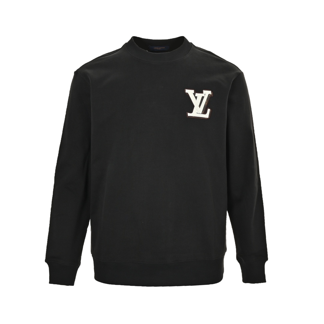 Louis Vuitton 24Fw leather logo and lettering embroidered crew neck sweatshirt