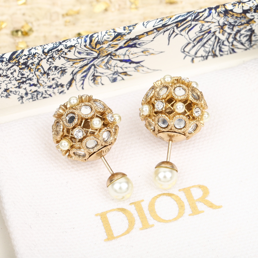 Dior Hollow Multi-Mirror Ball Earrings