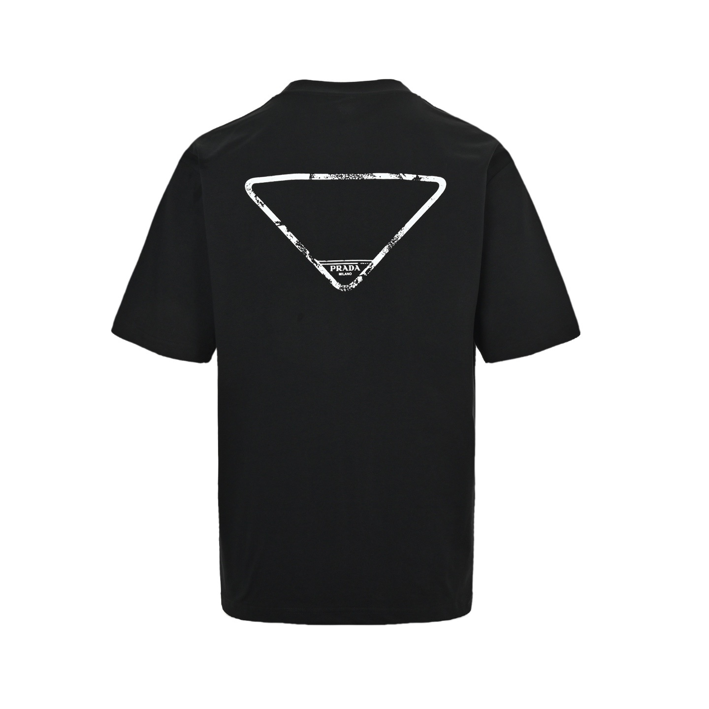 Prada 25ss embroidered lettering back ink triangle logo short sleeve