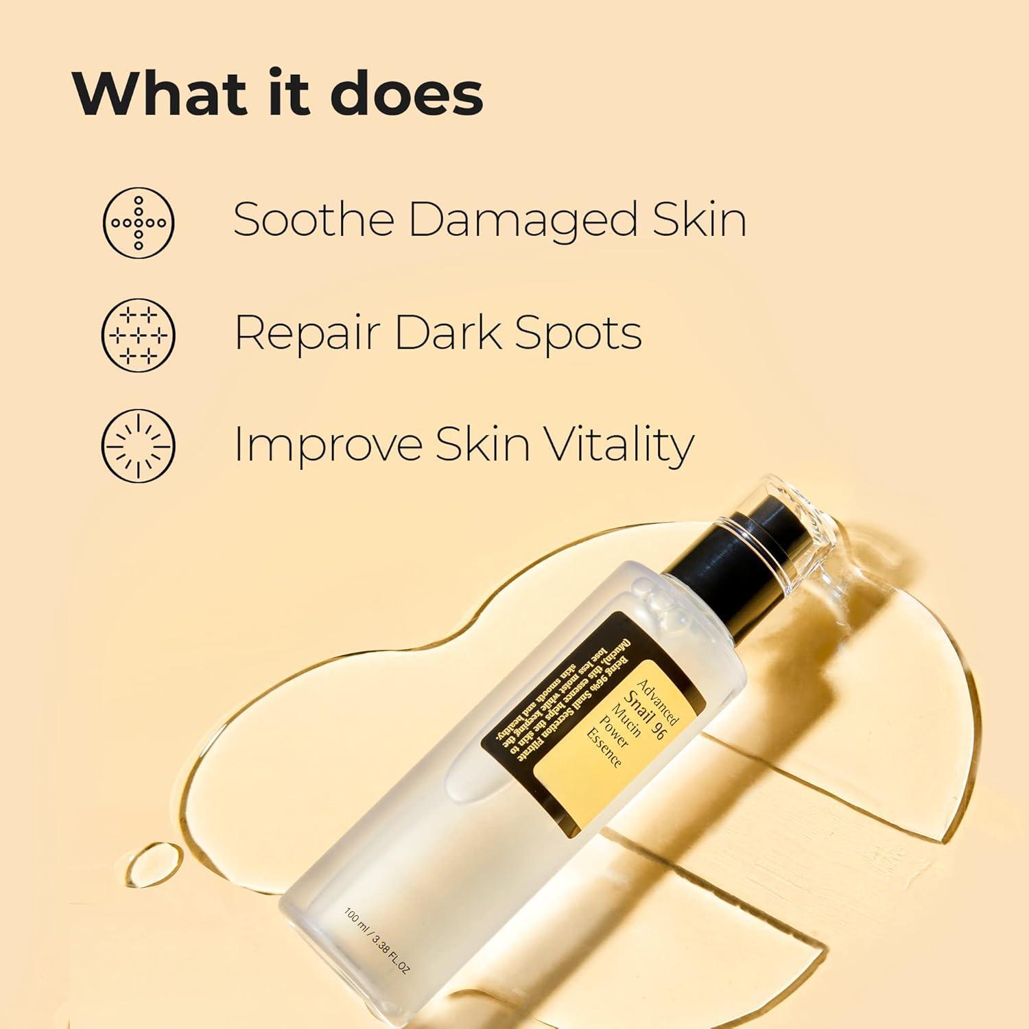 COSRX Snail Mucus 96% Intense Repair Serum 100ml, with snail secretion filtrate, for dull skin and fine lines, Korean skincare