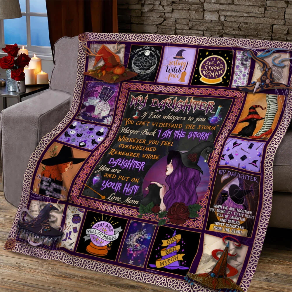 Daughter, Put On Your Hat Witch Quilt Blanket