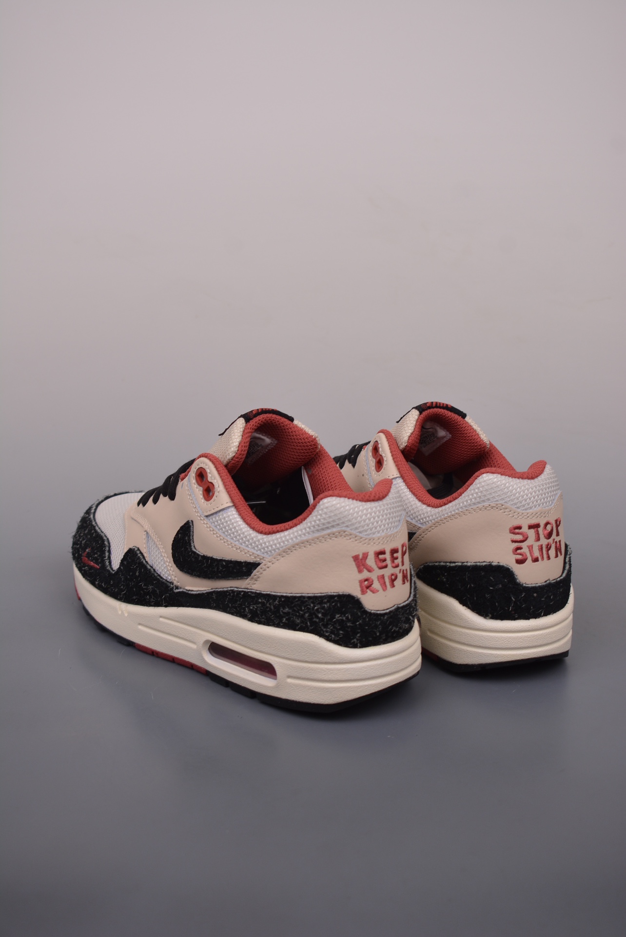Nike Air Max 1Keep Rippin Stop Slippin 2.0 Black White Grey Embroidery FD5743-200