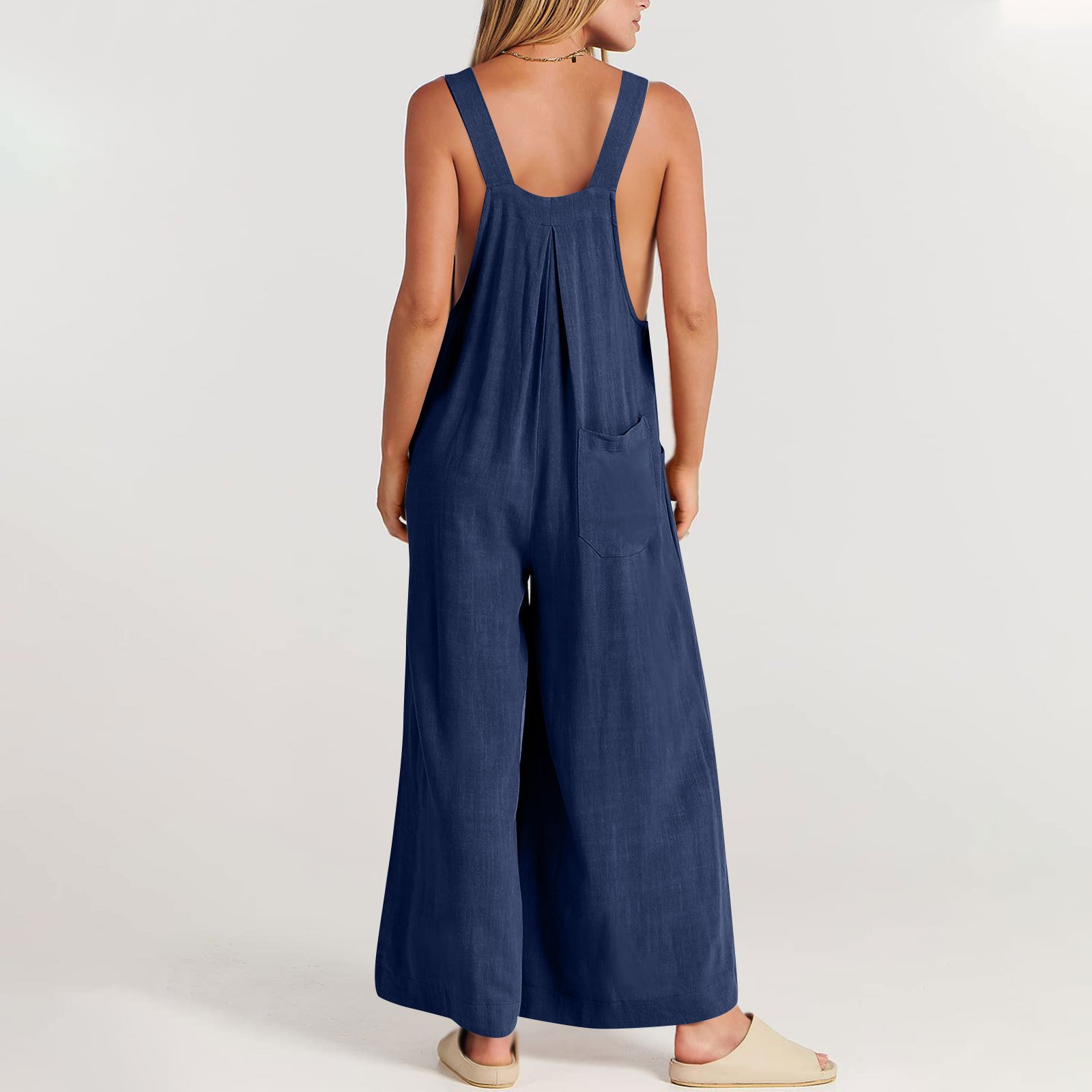 Spring Hot Sale🔥Women's Sleeveless Wide Leg Jumpsuit with Pockets   (Buy 2 Free Shipping)