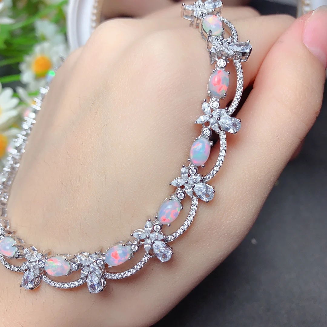 Natural Opal Clavicle Chain Christmas Pendant 925 Sterling Silver Ladies Gemstone Free Shipping Jewelry Certified Boutique