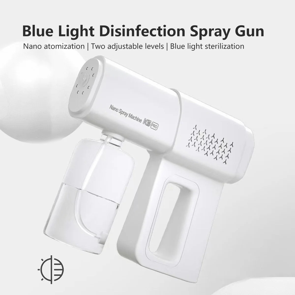 Professional Disinfectant Atomizer, Nano Sprayer with Blue Light