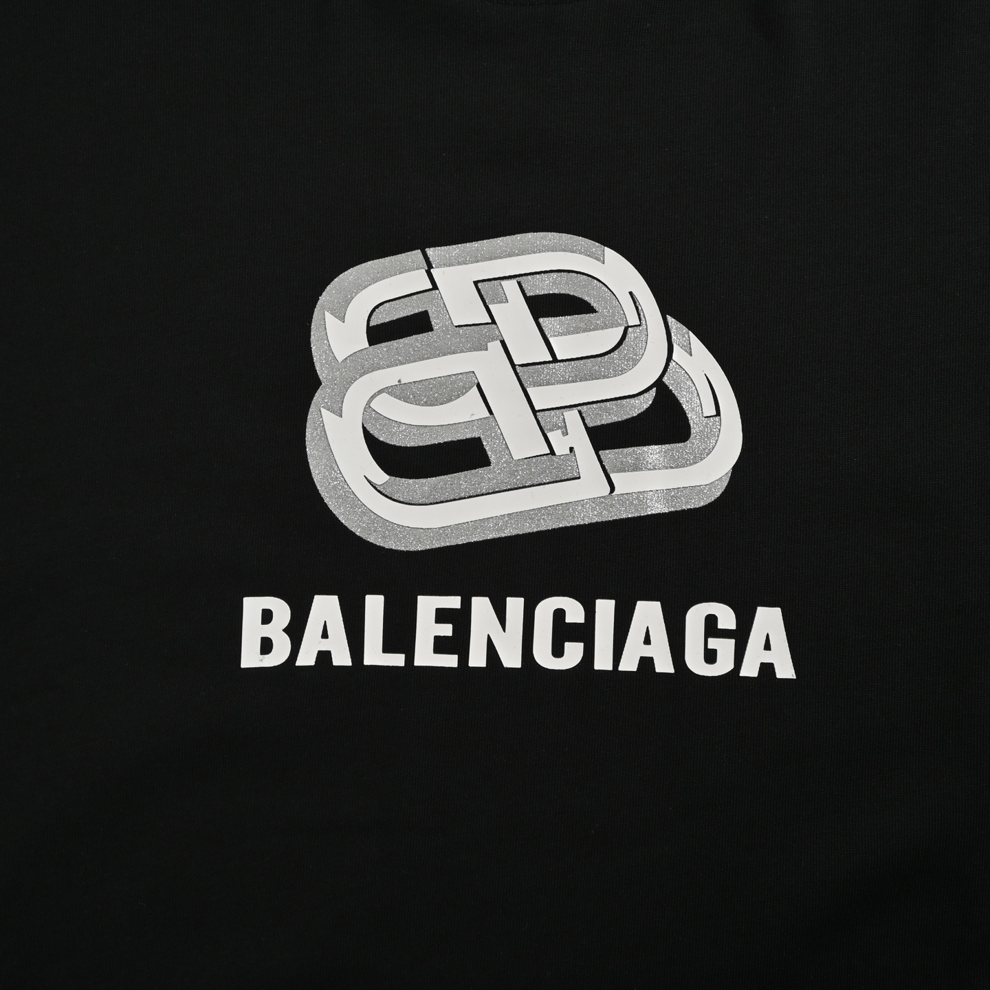 Balenciaga 25ss lock button silver embossed letter short sleeves