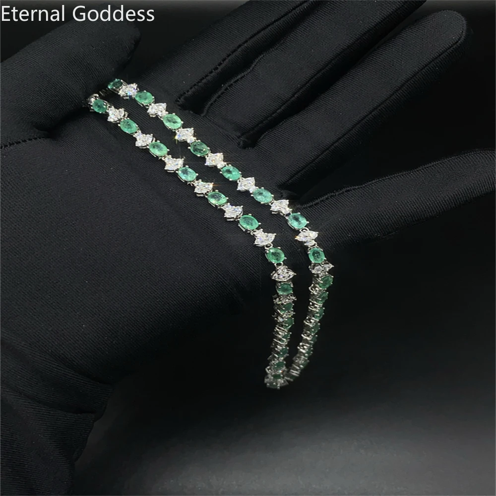Pendant Fine Jewelry 925 Sterling Silver Inlaid Natural Emerald Woman's Fashion Two Wear New Pendant Necklace Support Test