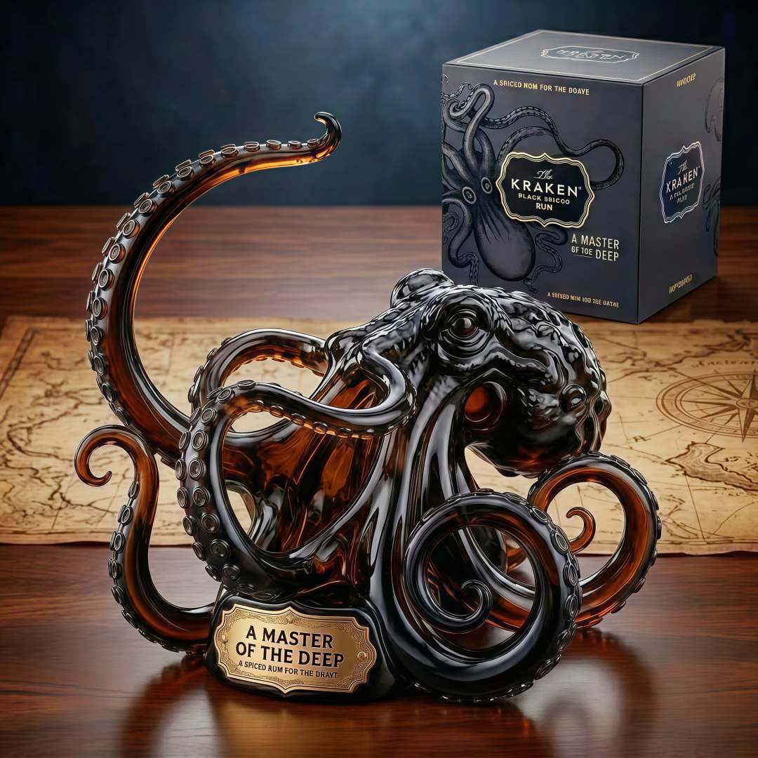The Kraken Black Spiced Rum Limited Edition Commemorative 3D Sculpted Octopus Bottle Stand