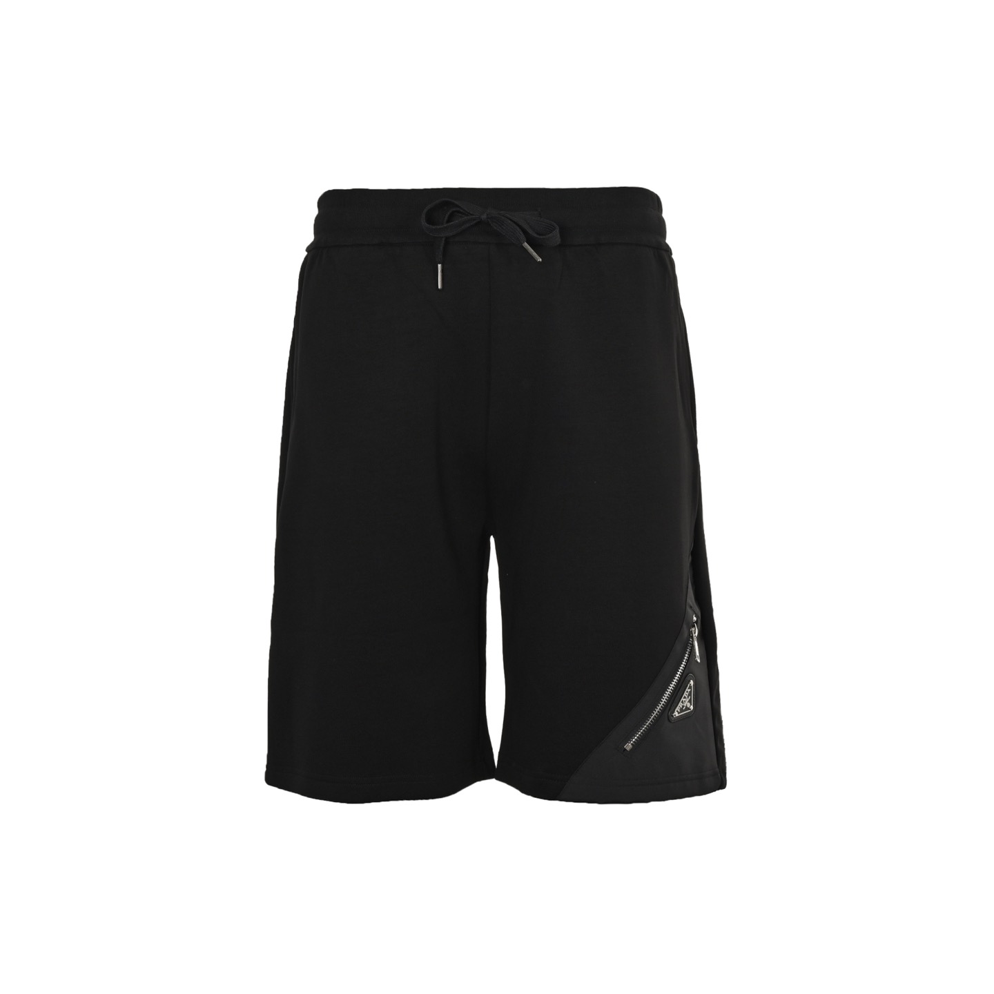 Prada 25ss triangle hem nylon patchwork pocket shorts