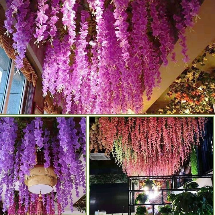 💐 12 Pack/Set Wisteria Flower Vines Garland, 3.75 Feet Artificial Flower Strings
