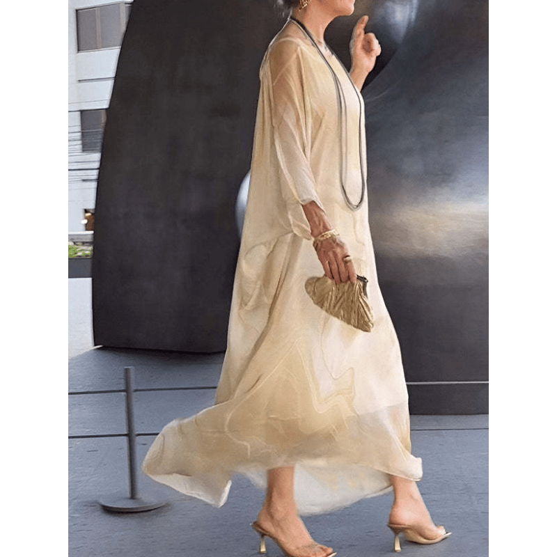 🔥Last day for 49% off🔥Elegant Chiffon Marbleized Print Dress