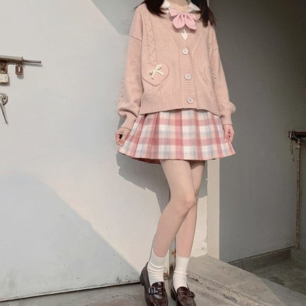 Too Kawaii Heart Bow Cardigan