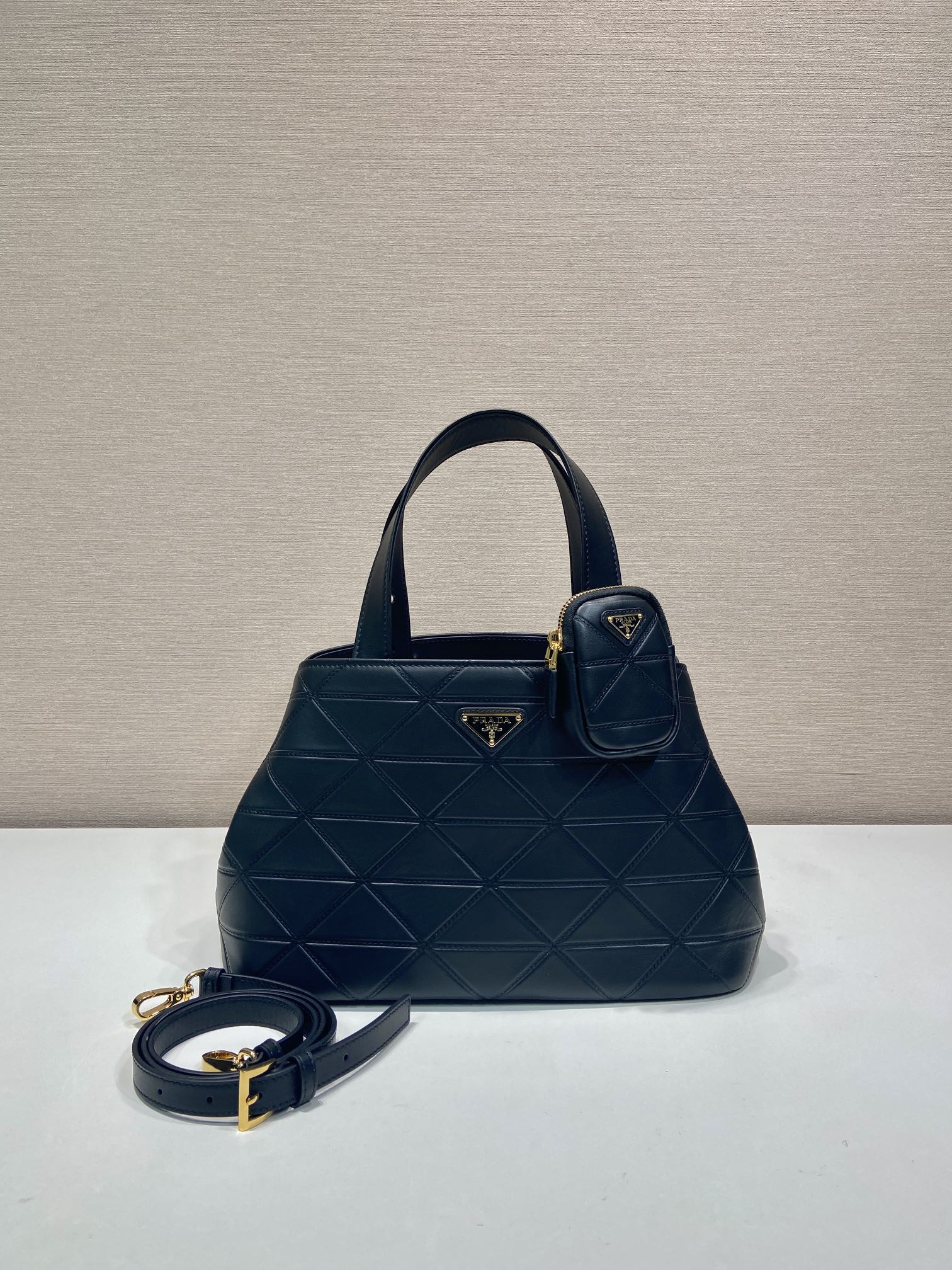 Prada Geometric Line Medium Tote Bag 1BG545