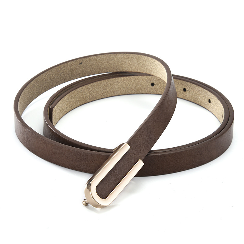 Pure cowhide thin belt lady with dress dress fashion Korean version ins style skirt belt simple leather belt