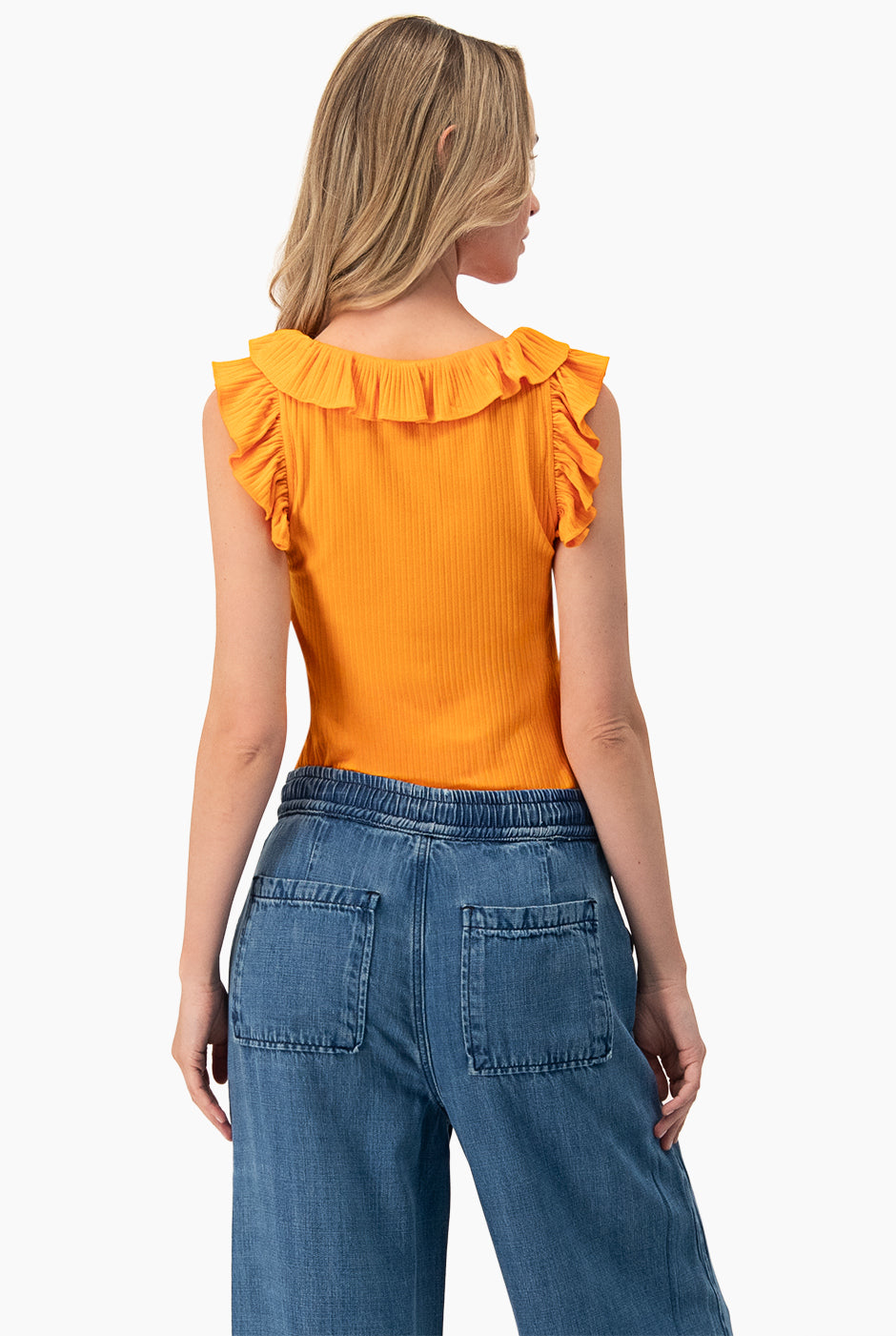 Blusa naranja de escote redondo