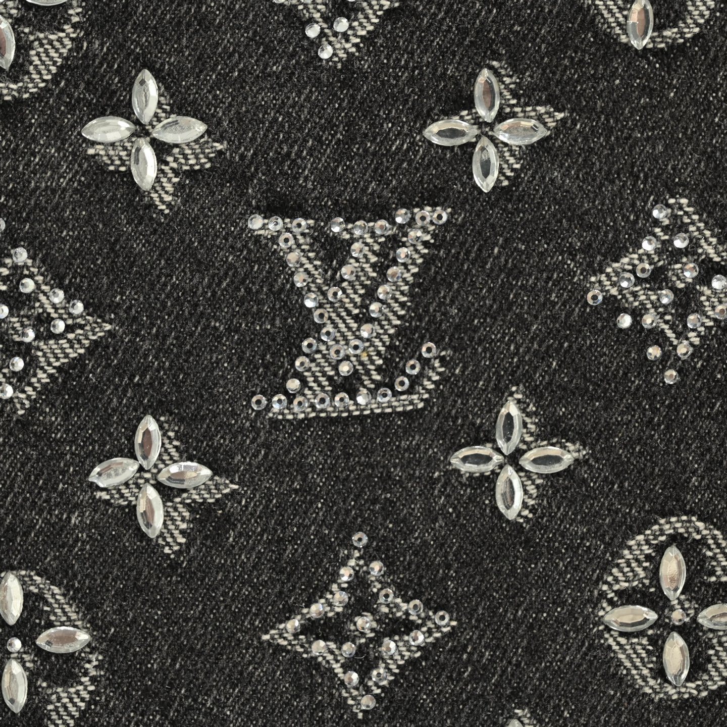 Louis Vuitton 25Fw monogram printed rhinestone jeans