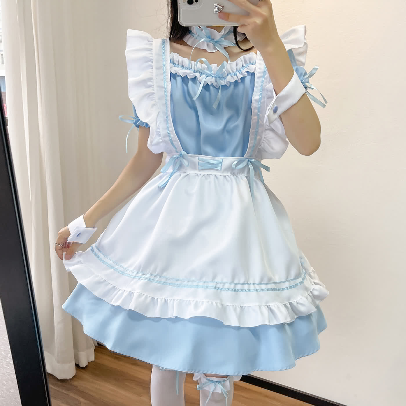 Cosplay Bow Tie Lolita Maid Ruffle Costume Dress