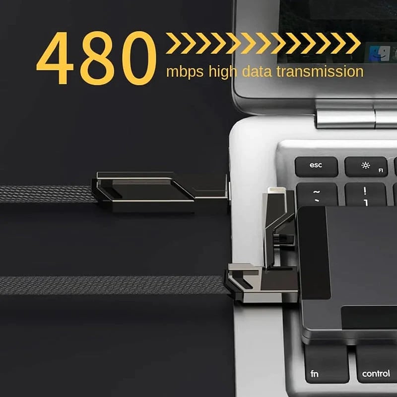 (🔥Last Day Promotion-SAVE 60% OFF)-4-in-1 Flat Braided Anti-tangle Charger Cable with Velcro