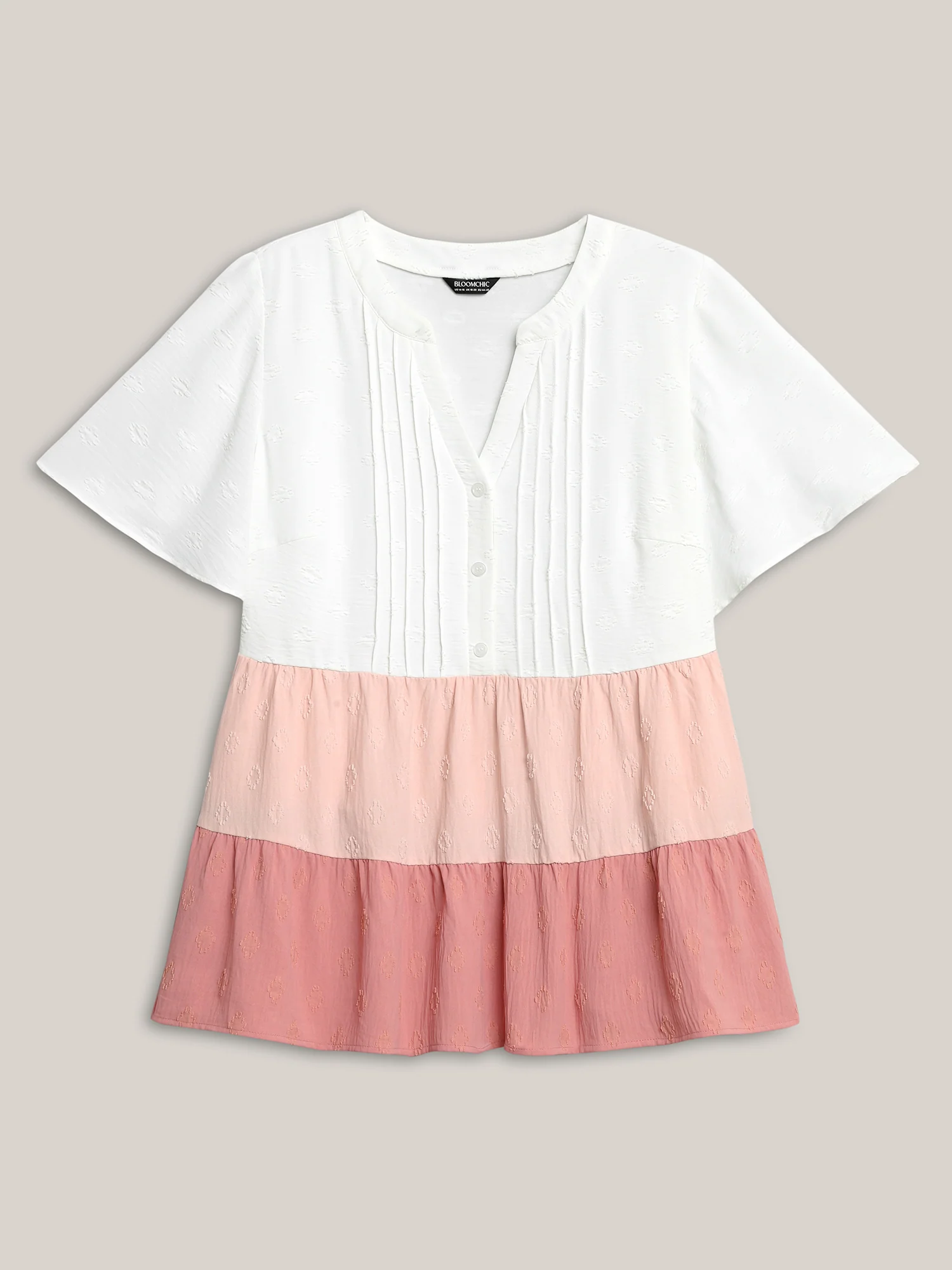 Toothpick Pleat Color Contrast Blouse