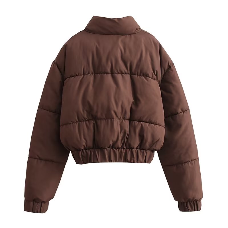 Women Clothing Winter Long Sleeved Stand up Collar Thermal Casual Bread Coat Outerwear