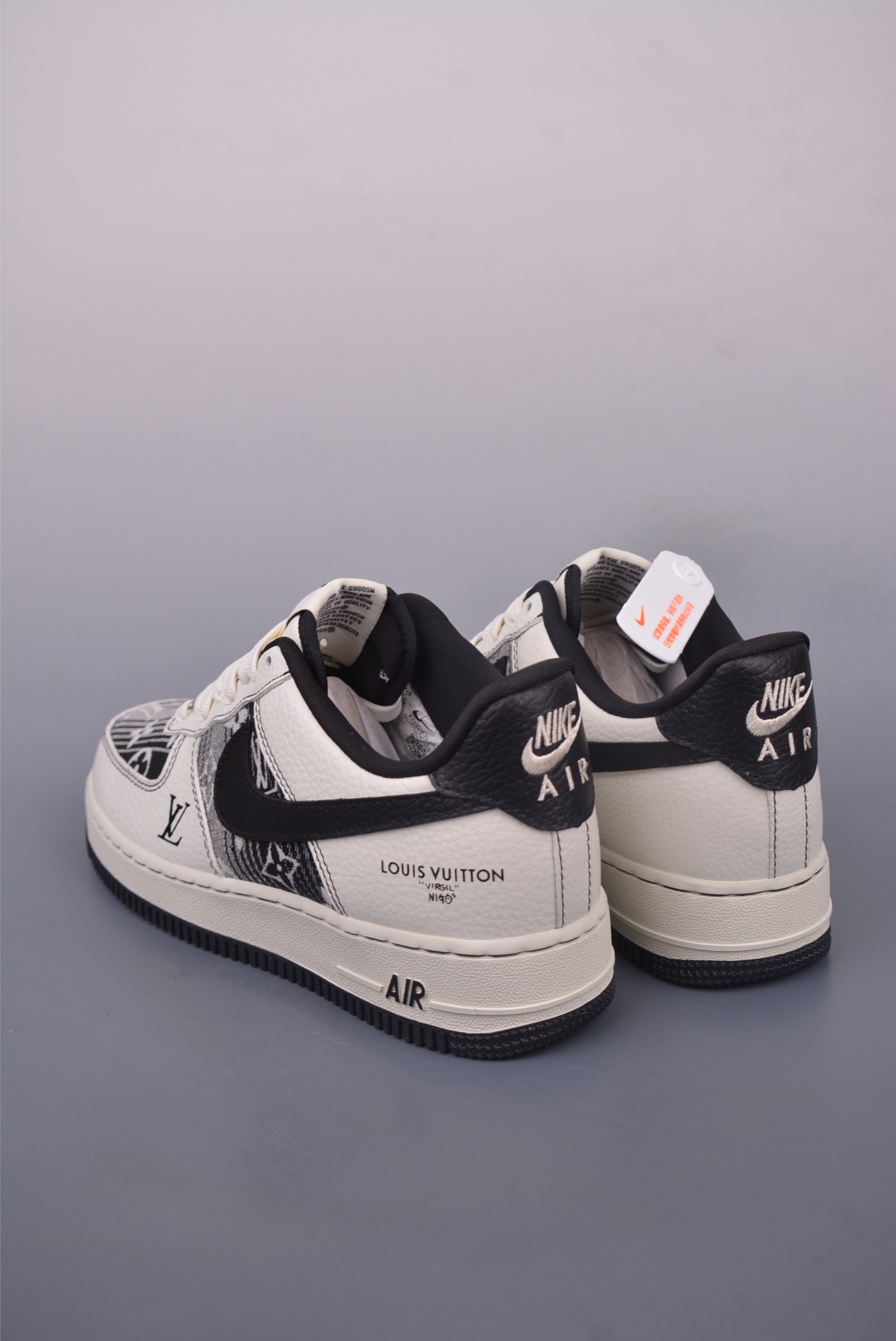 Louis Vuitton x Nike Air Force 1 07 LV8 Low Sneakers White and Black Print IB6388-001