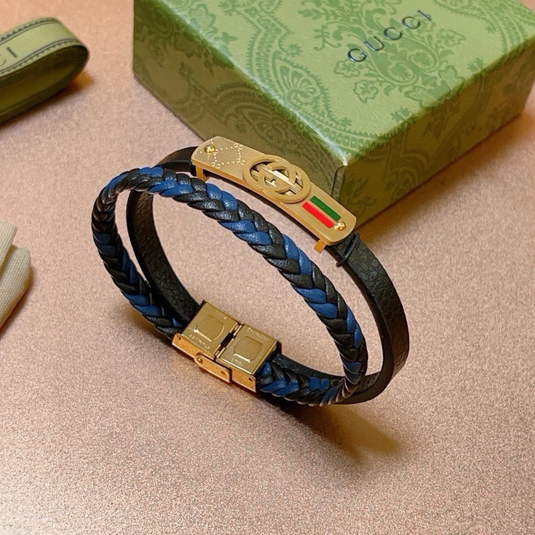 Gucci Two Tone Braided Gold Bracelet
