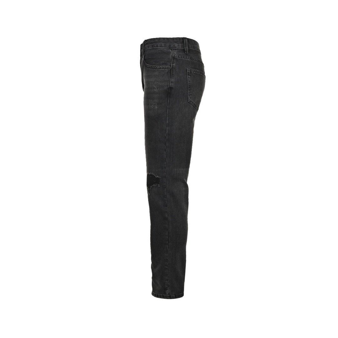 Prada 23Fw washed jeans with triangle logo embroidery