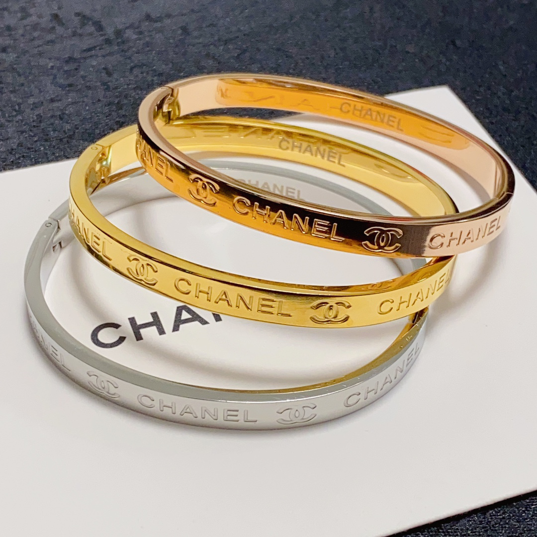 Chanel Medium Engraved Letter Bracelet