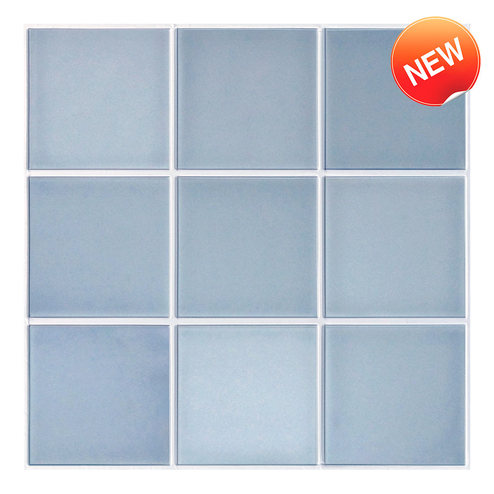 3D Slate Blue Ceramic Square Peel and Stick Wall Tile