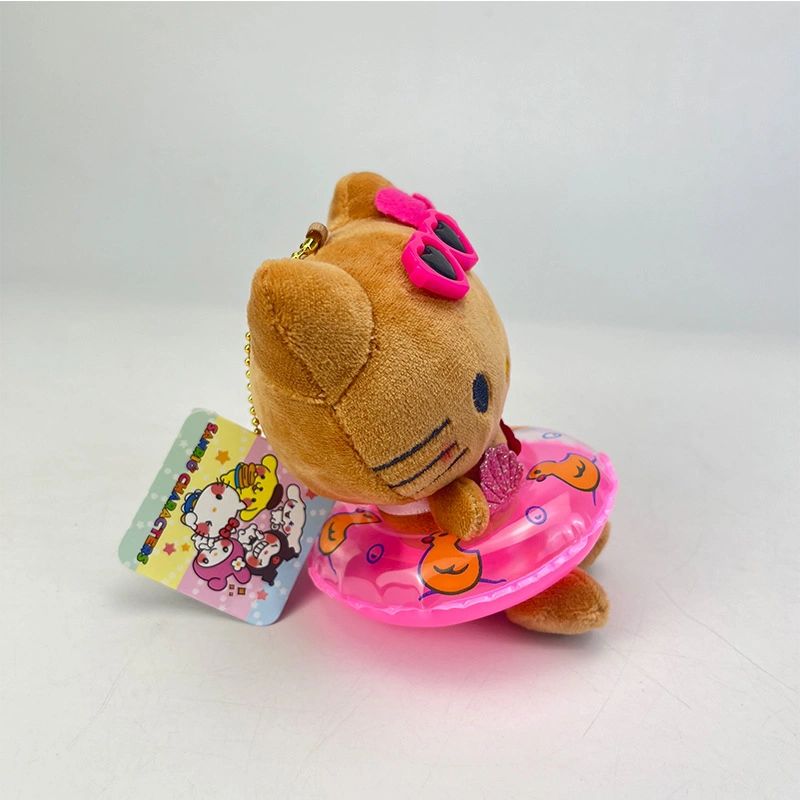 KT Tan Swimming Ring Plush Keychain｜5in/12Cm Cute  Pendant Doll Keyring Accessories Pendant Toy Girls Gift