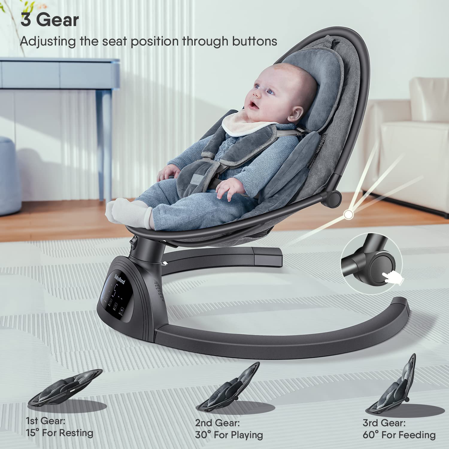 BabyBond Baby Swings for Infants Bluetooth Infant Swing with Music Speaker