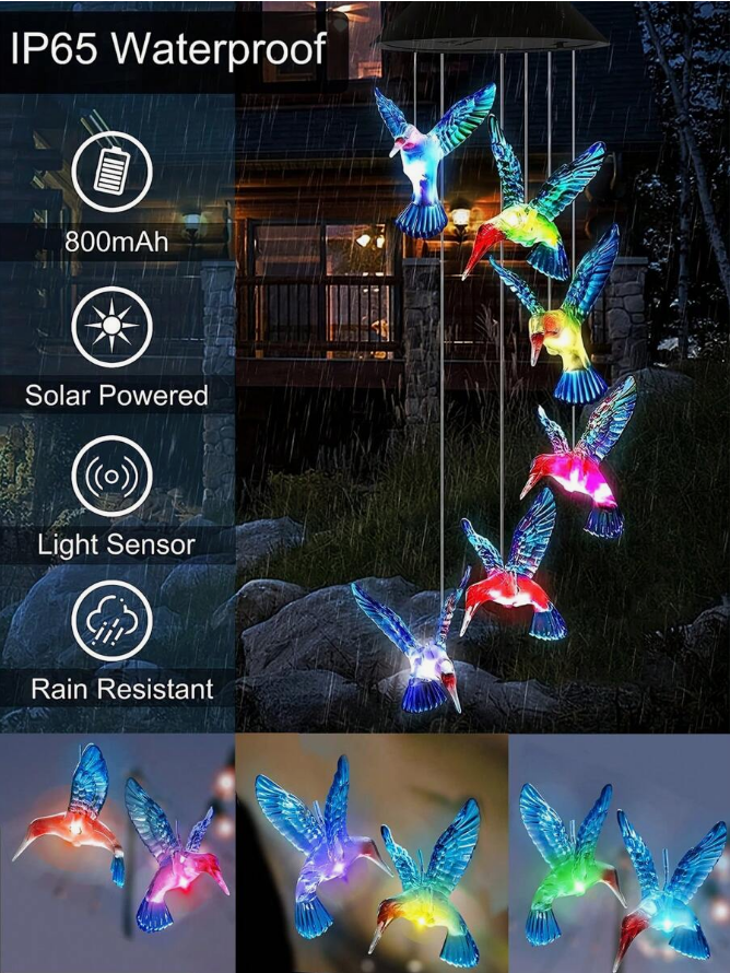 Hummingbird Solar Wind Chimes