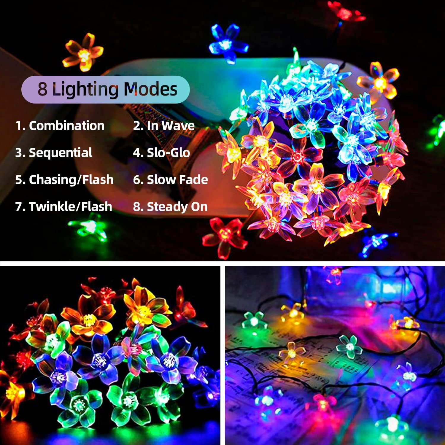 🔥ON SALE - 50% OFF🔥26FT 60 LED Flower Solar String Lights