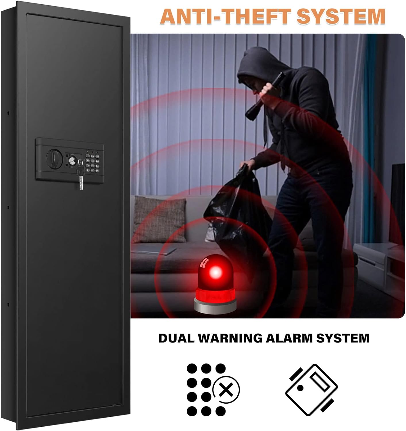 Tiskgg 43.3-inch Tall Fireproof Wall Safes Between the Studs