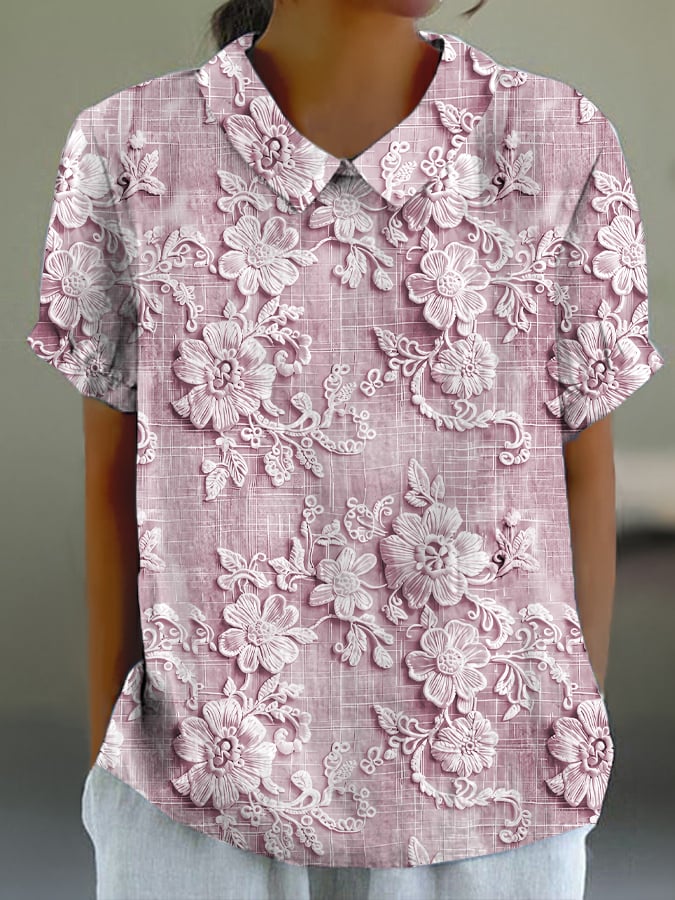Women's Casual Floral Embroidery Print Shirt