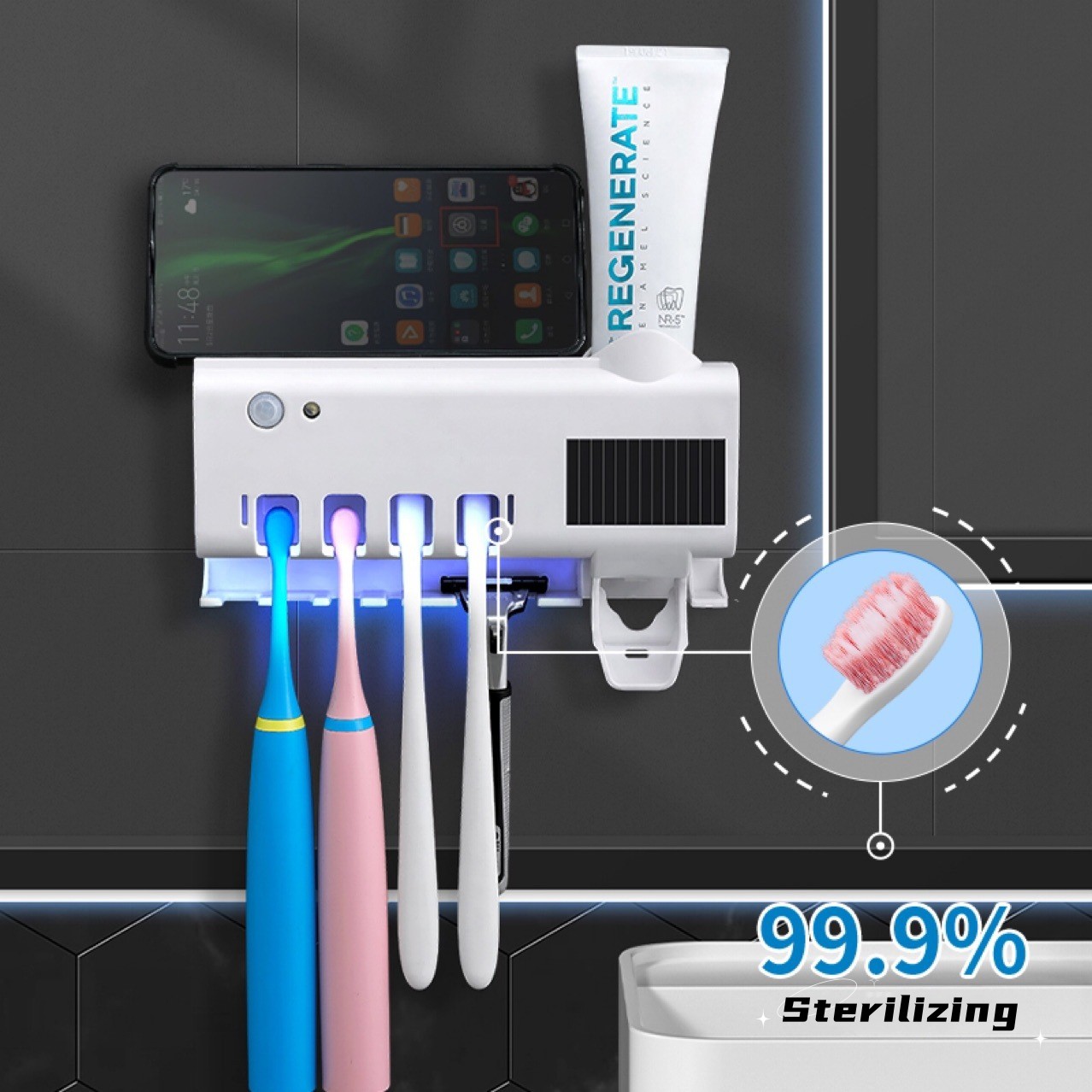 (🔥Last Day Promotion-SAVE 60% OFF) 3-in-1 Ultraviolet Toothbrush Sanitizer Case