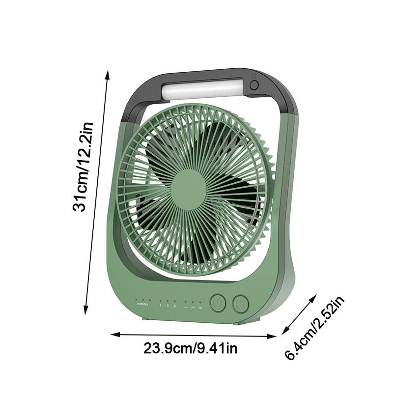 1pc USB Desk Fan, 10000mAh Rechargeable Battery Operated Fan, 4 Speeds Table Fan, 180°Rotation, LED Light, Timer, Portable Fan For Camping,Traveling