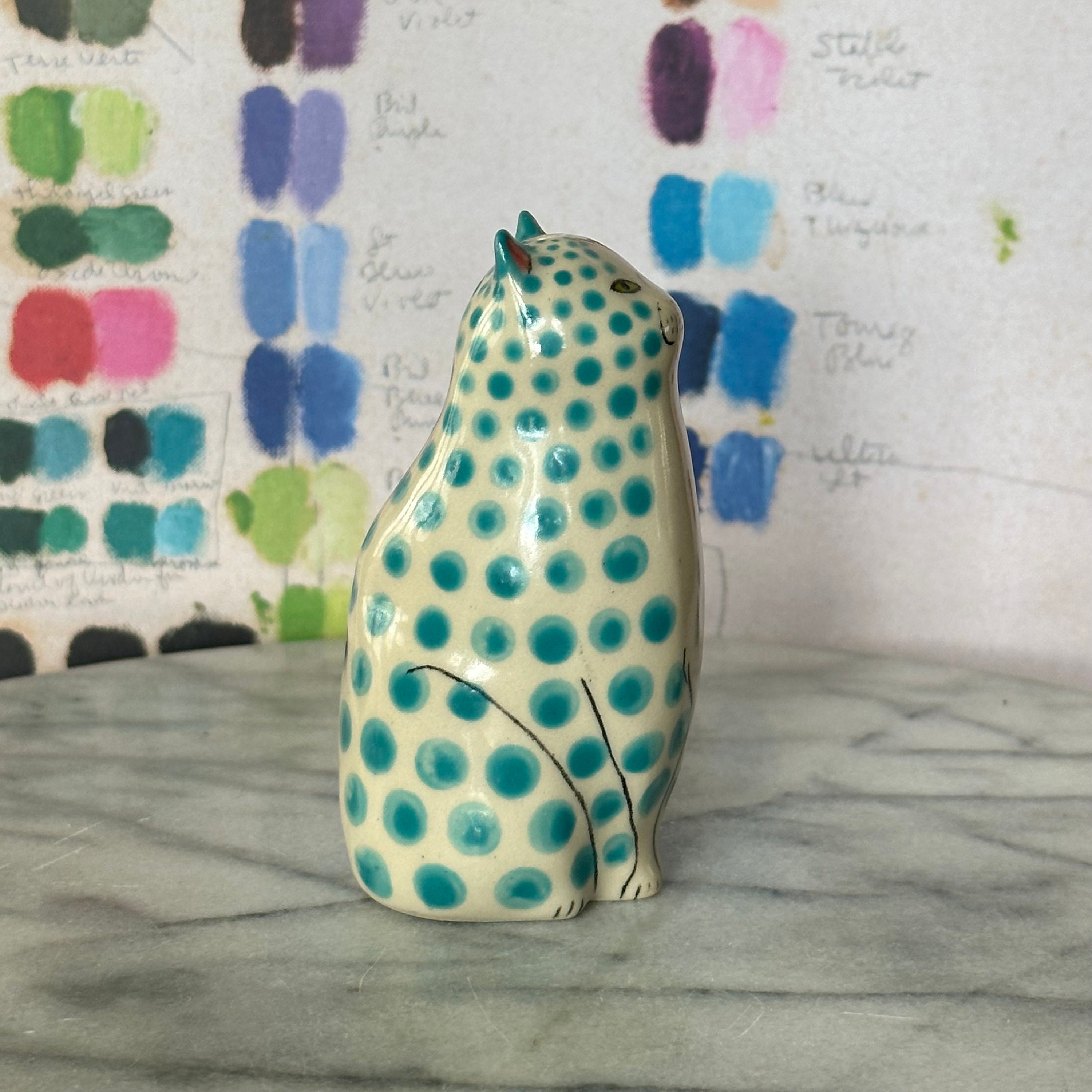 Polka Dot Cat Vase - Cat lover gift - Handmade