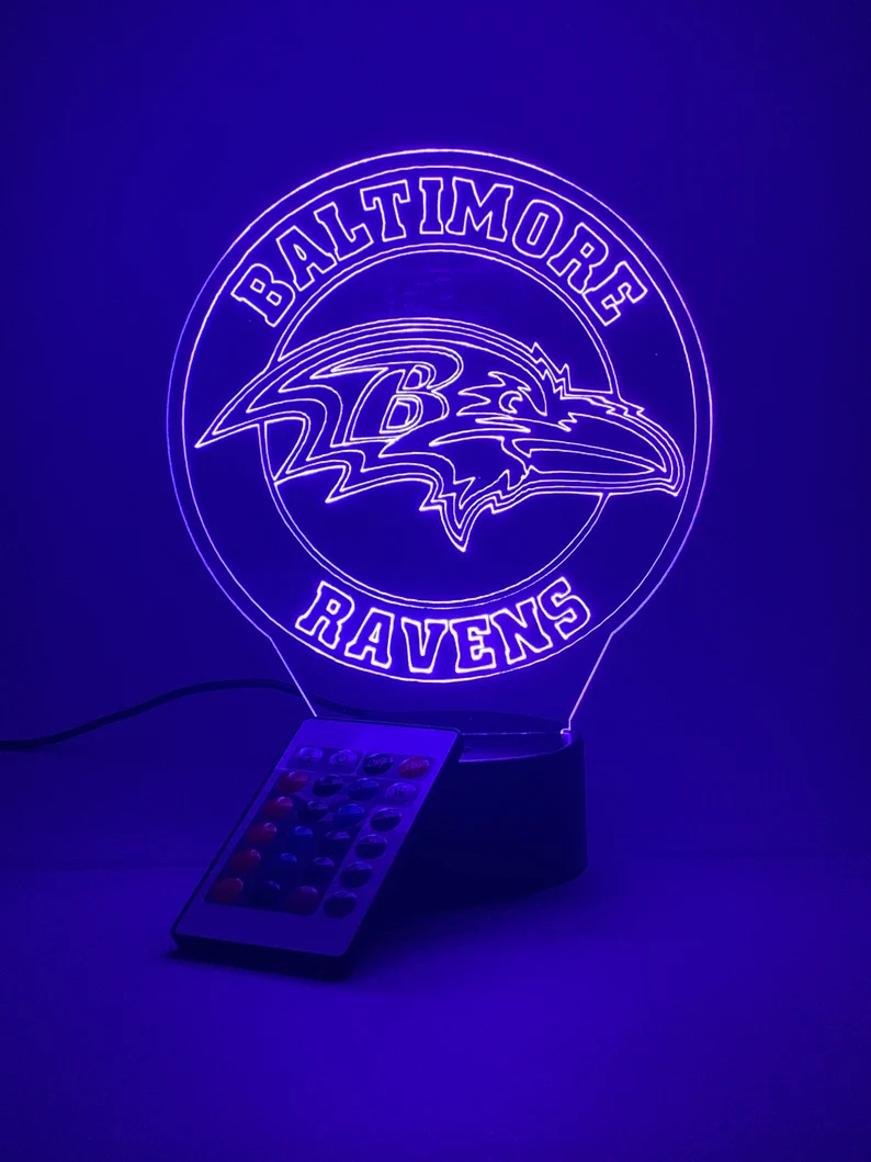 BALTIMORE RAVENS 3D LAMP PERSONALIZED