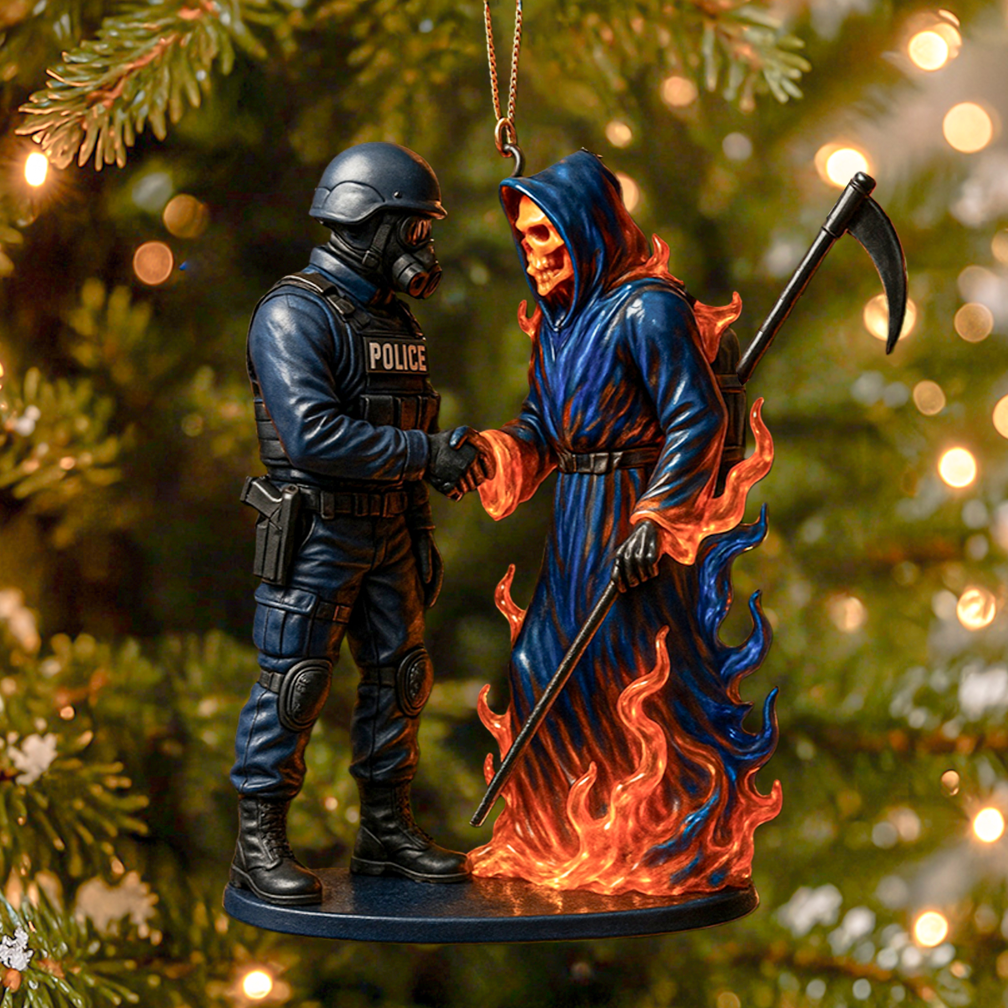 Heroes Fighting Death Christmas Ornament Collection