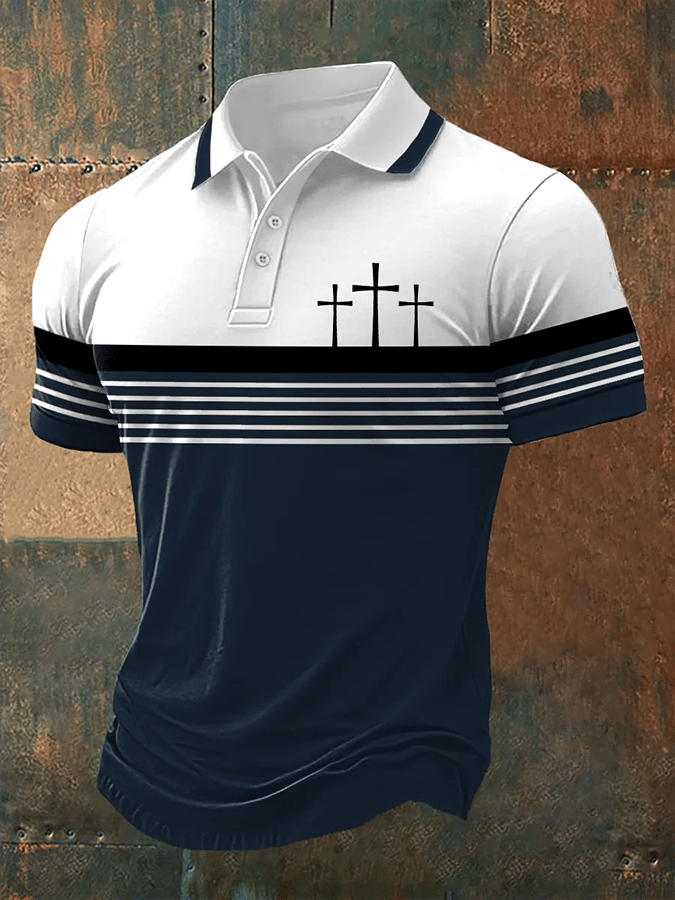 Men's Retro Faith  Casual Printed Polo Shirt