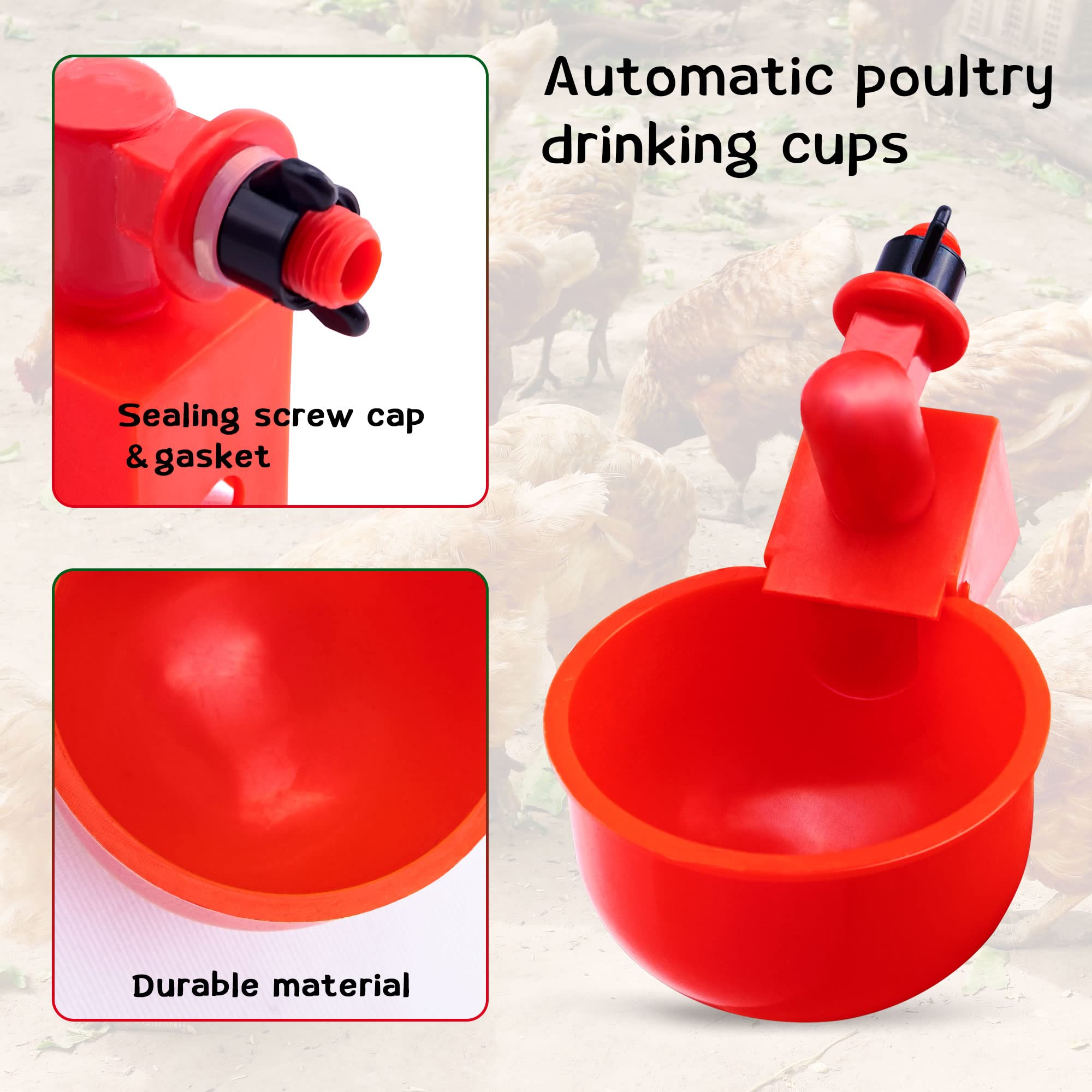 (🔥Last Day Promotion-SAVE 65% OFF)🔥Automatic Chicken Water Cup Waterer Kit -BUY 10 GET 10 FREE & FREE SHIPPING