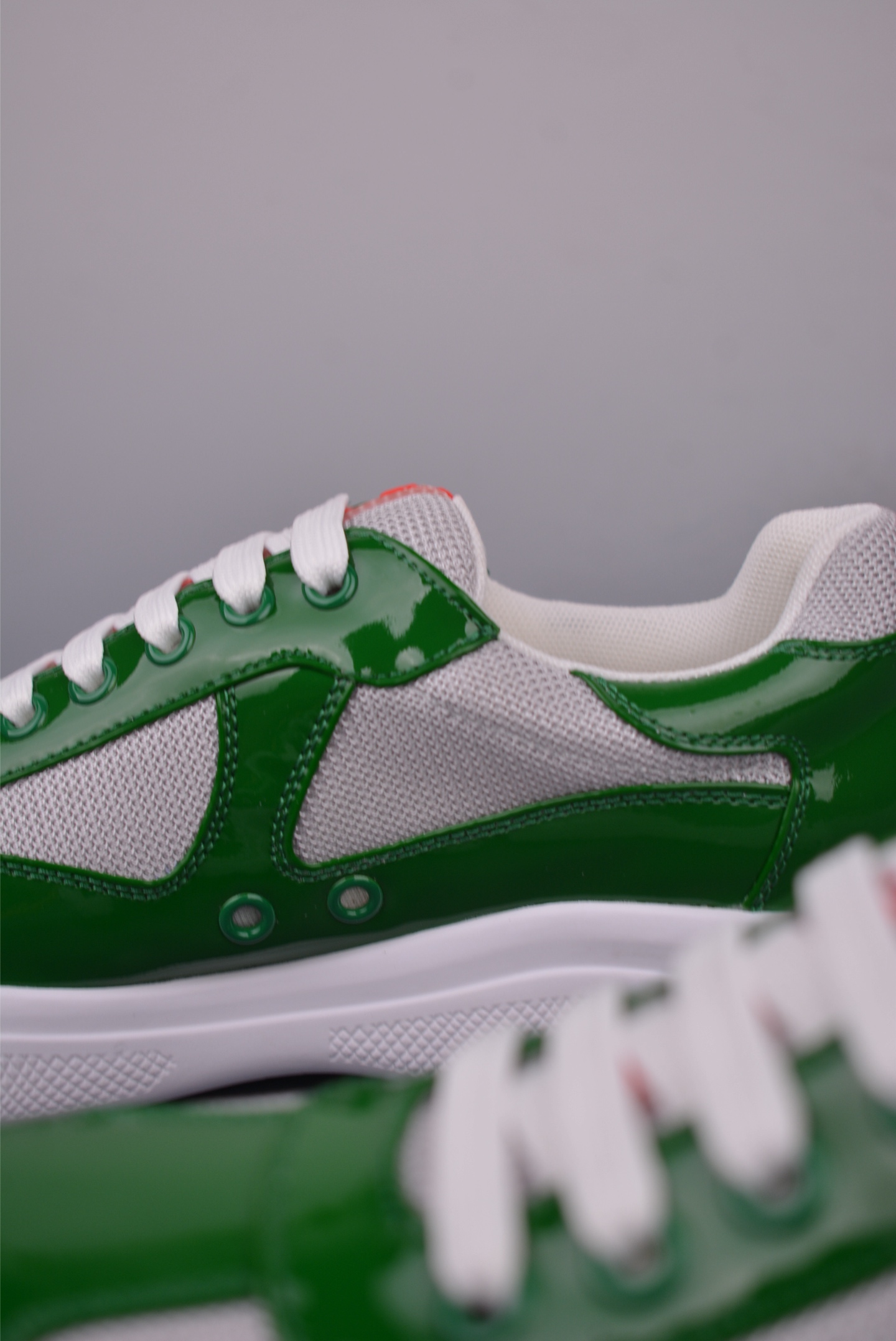 Prada America’s Cup patent leather bright green gray white 4E3400_ASZ_F0F5C