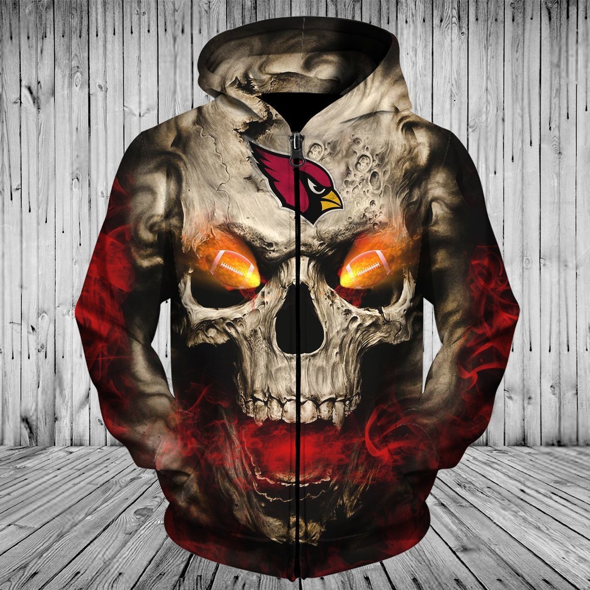 CARDINALS 3D HOODIE SKULL51