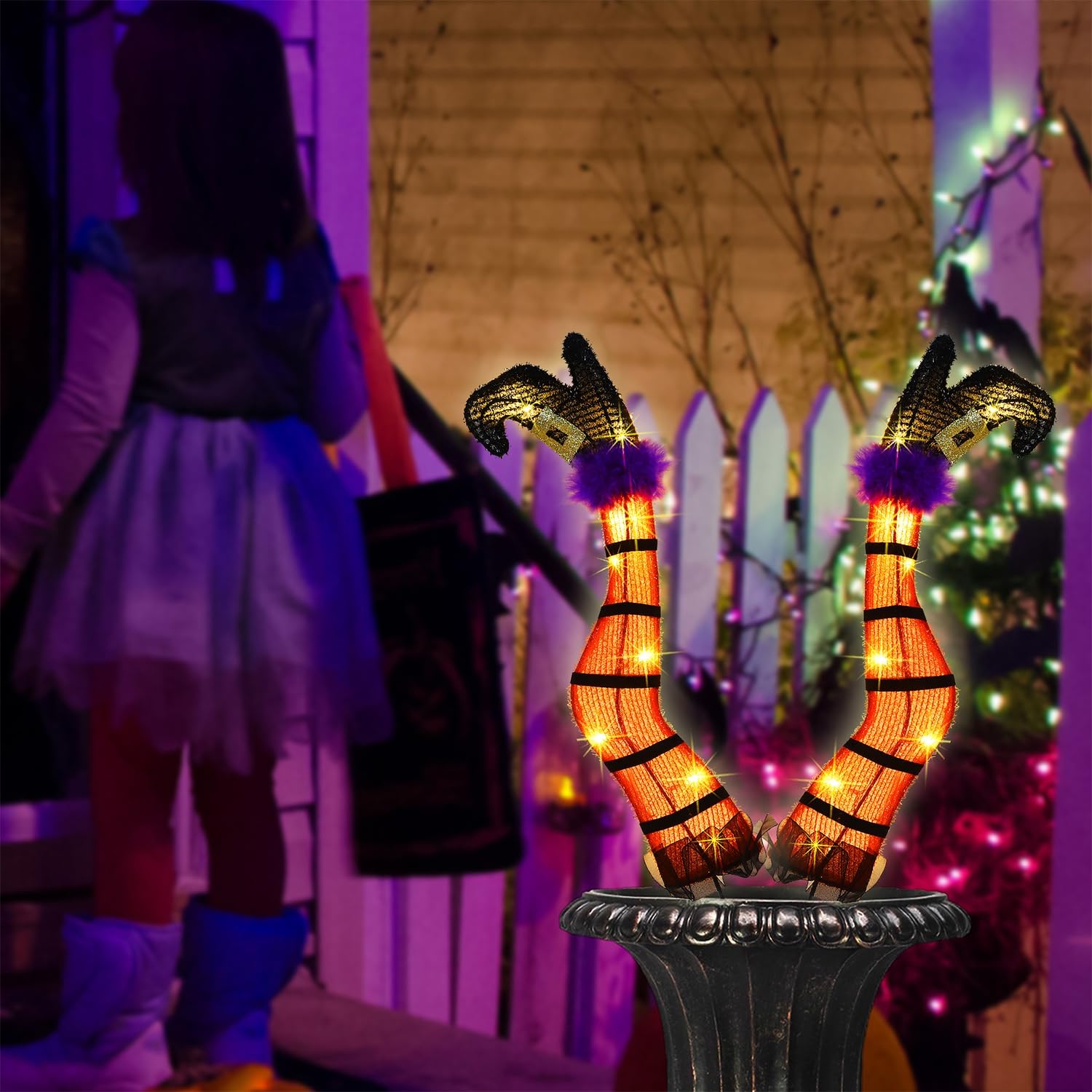 Halloween Lighted Wicked Witch Legs with Stakes - Height- 22