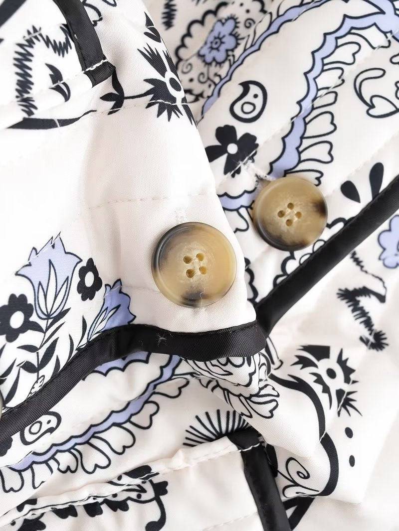 Autumn Women Clothing Printing Long Sleeve Cotton Coat Woman Cotton