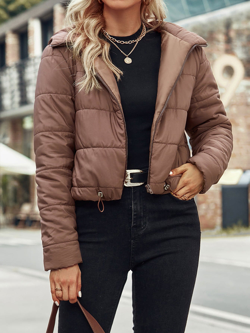 Women Clothing Casual Zipper Cotton Coat Jacket Hooded Coat Women