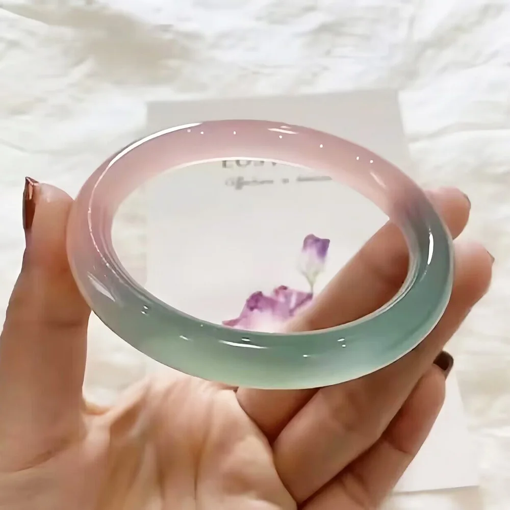 Pink Chalcedony Round Bracelet Natural Jade Agate Bangle Elegant Handring For Women Fine Jewelry Ladies Gift Free Shipping