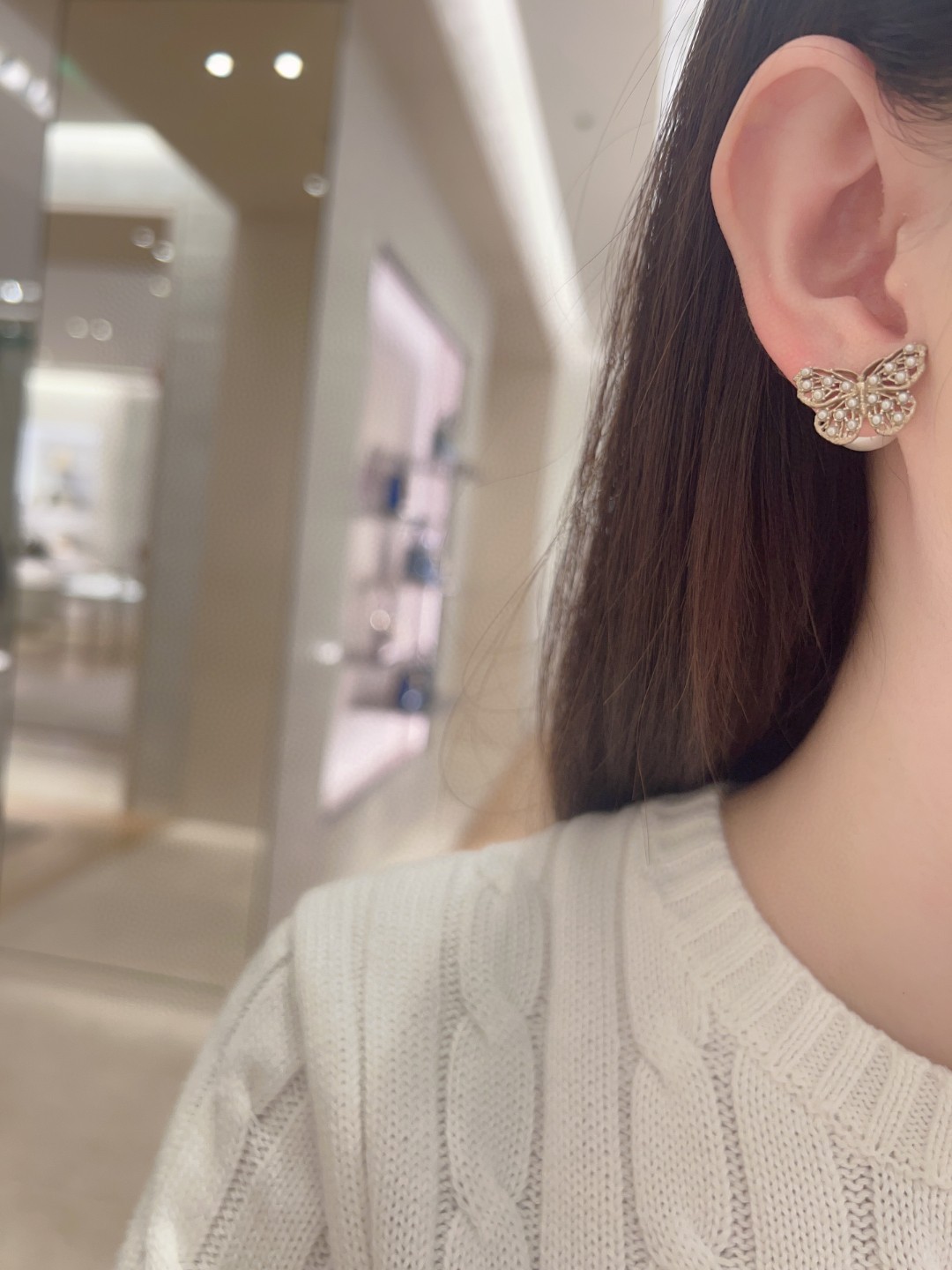 Dior Hollow Butterfly Earrings